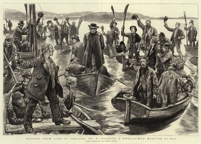 Studies from Life in Ireland, No X, holding a Proclaimed Meeting at Sea by Charles Paul Renouard